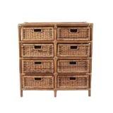 Wicker and rattan chest of drawers with 8 drawers