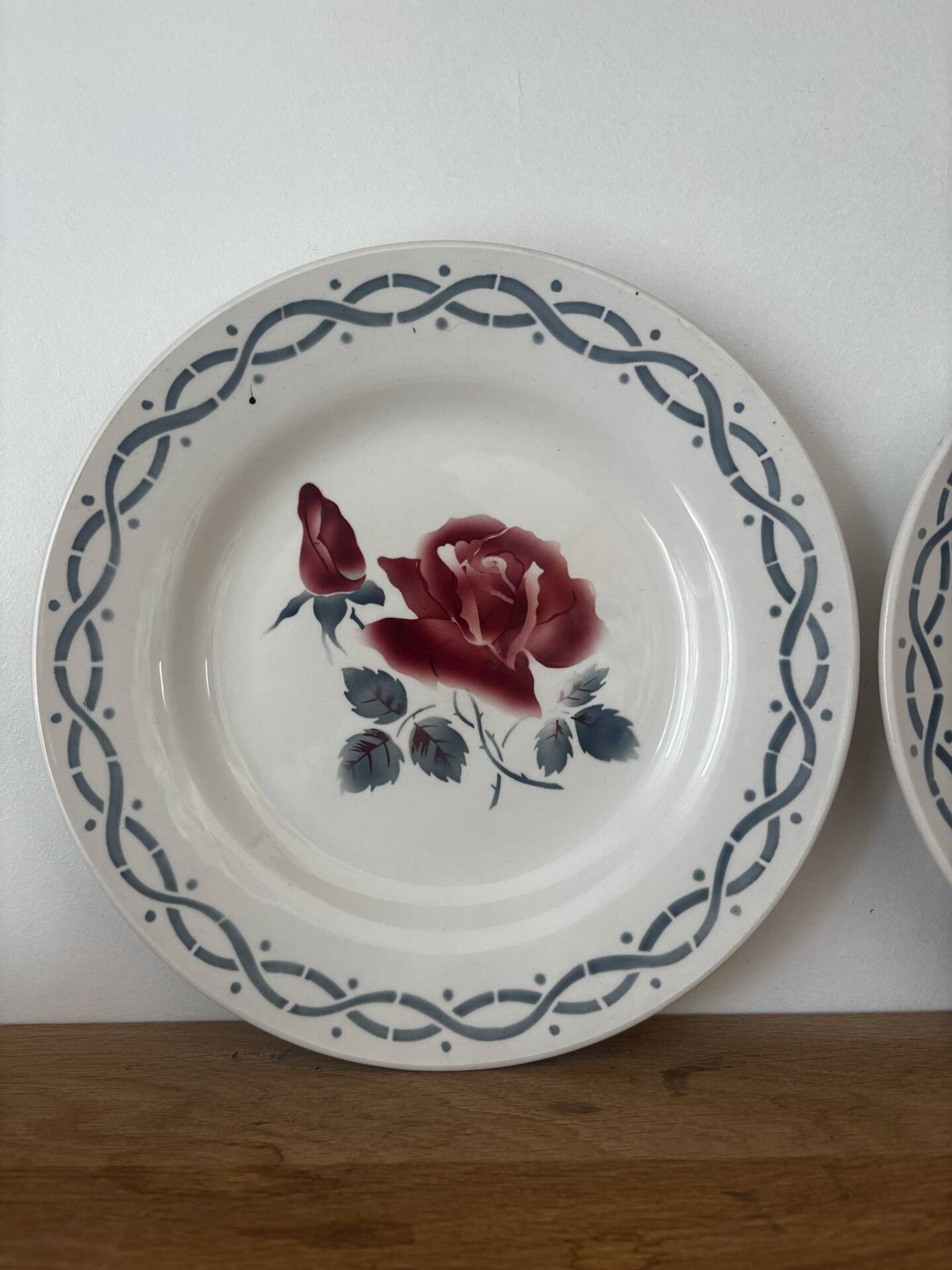Lot de deux assiettes plates et deux creuses digoin janine