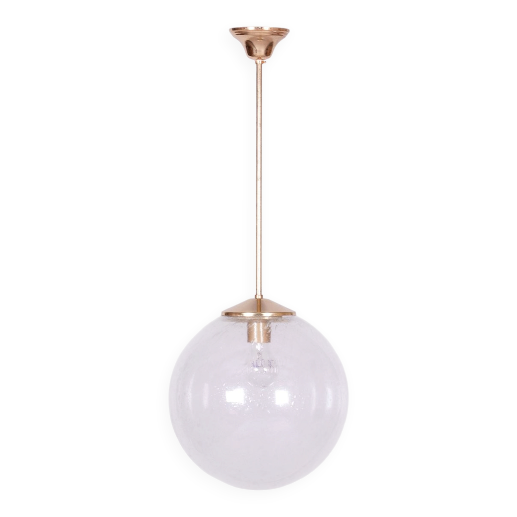 Mid-Century Chandelier in Glass and Brass by Kamenický Šenov, Czech, 1960s