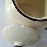 HBCM Sugar Bowl and Milk Jug Duo - Vintage Cream and Brown Earthenware
