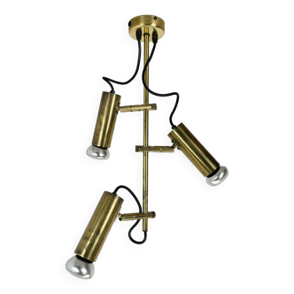 Unique 3-spot brass ceiling light koch and lowy style omi lighting germany, 1970