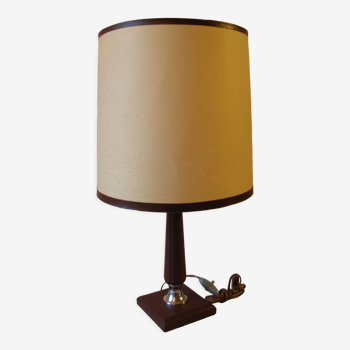 Old living room desk lamp in brown leather signed Le Tanneur France 57 cm