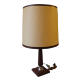 Old living room desk lamp in brown leather signed Le Tanneur France 57 cm