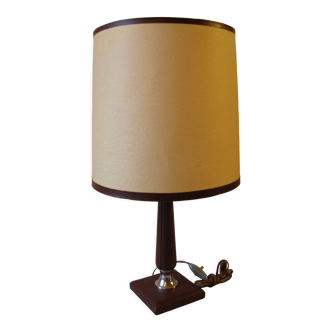 Old living room desk lamp in brown leather signed Le Tanneur France 57 cm