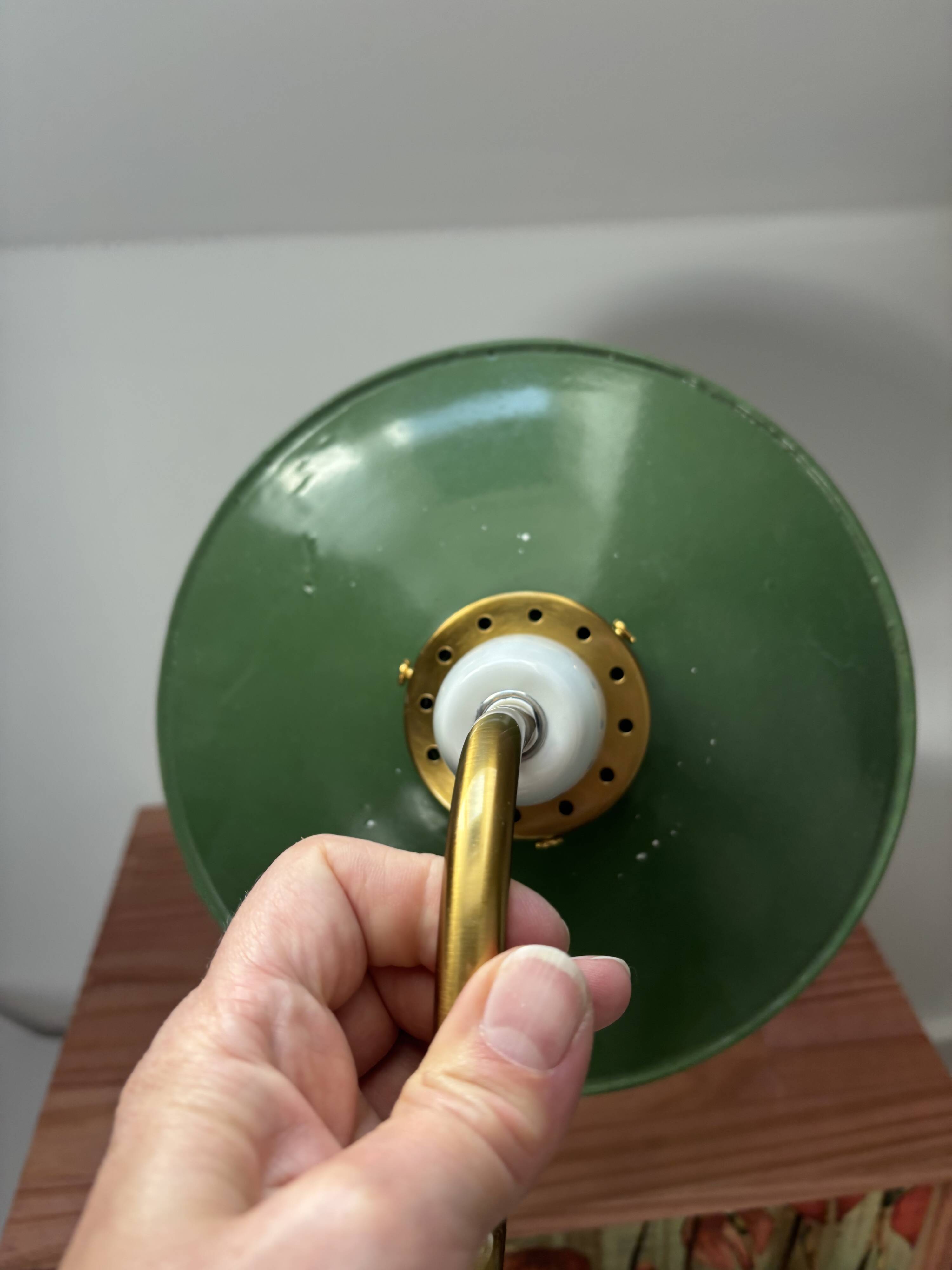 Vintage enamelled sheet metal swan neck wall light