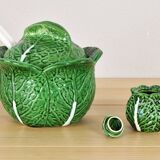 Vintage Ceramic Bordallo Pinheiro Cabbage Tureen Bowl, Portugal 60s