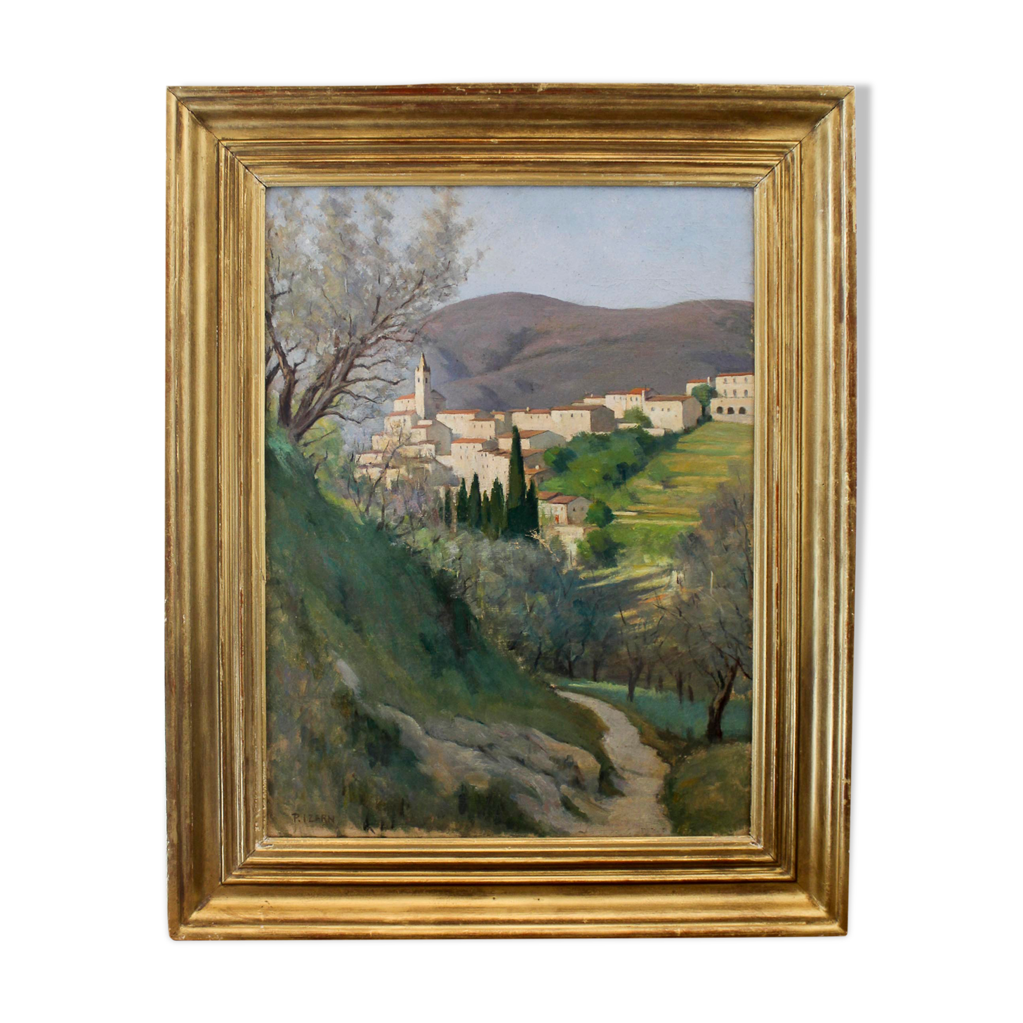 Oil on canvas The Village of Tales by Paul Izarn 1934