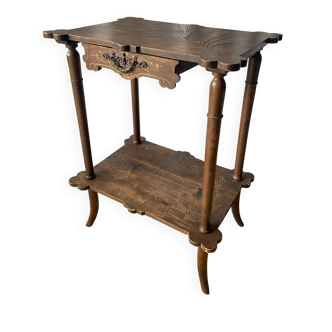 Elegant Art Nouveau side table in walnut, France early 20th century.