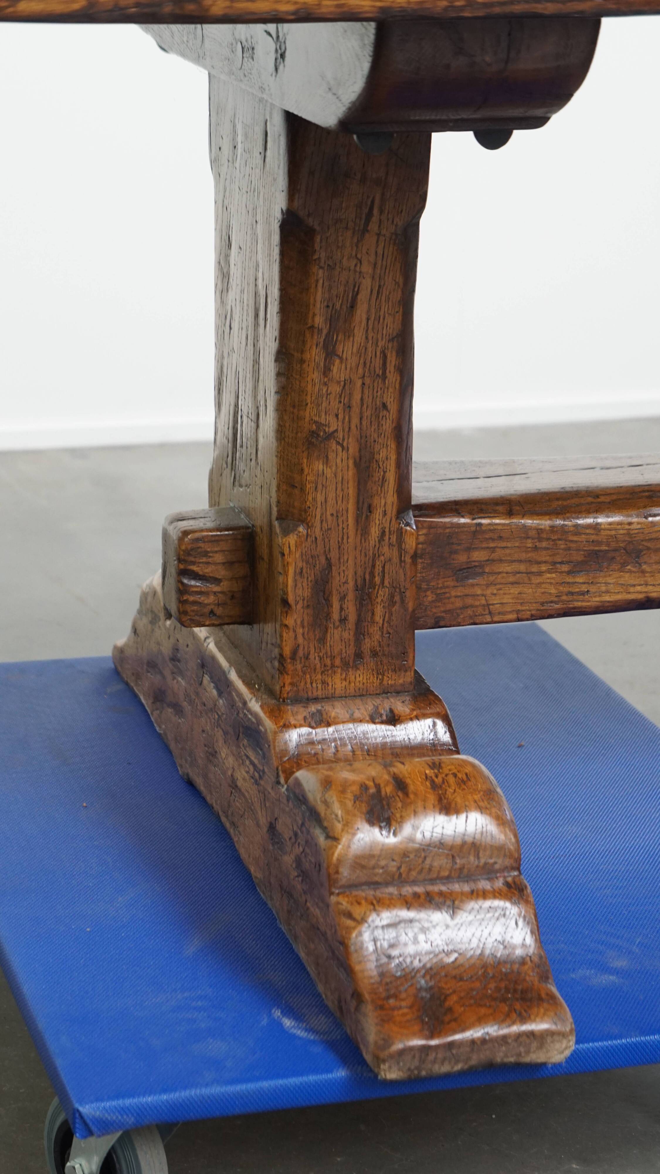 Very Heavy Antique French Table from the Early 1900s in Solid Oak
