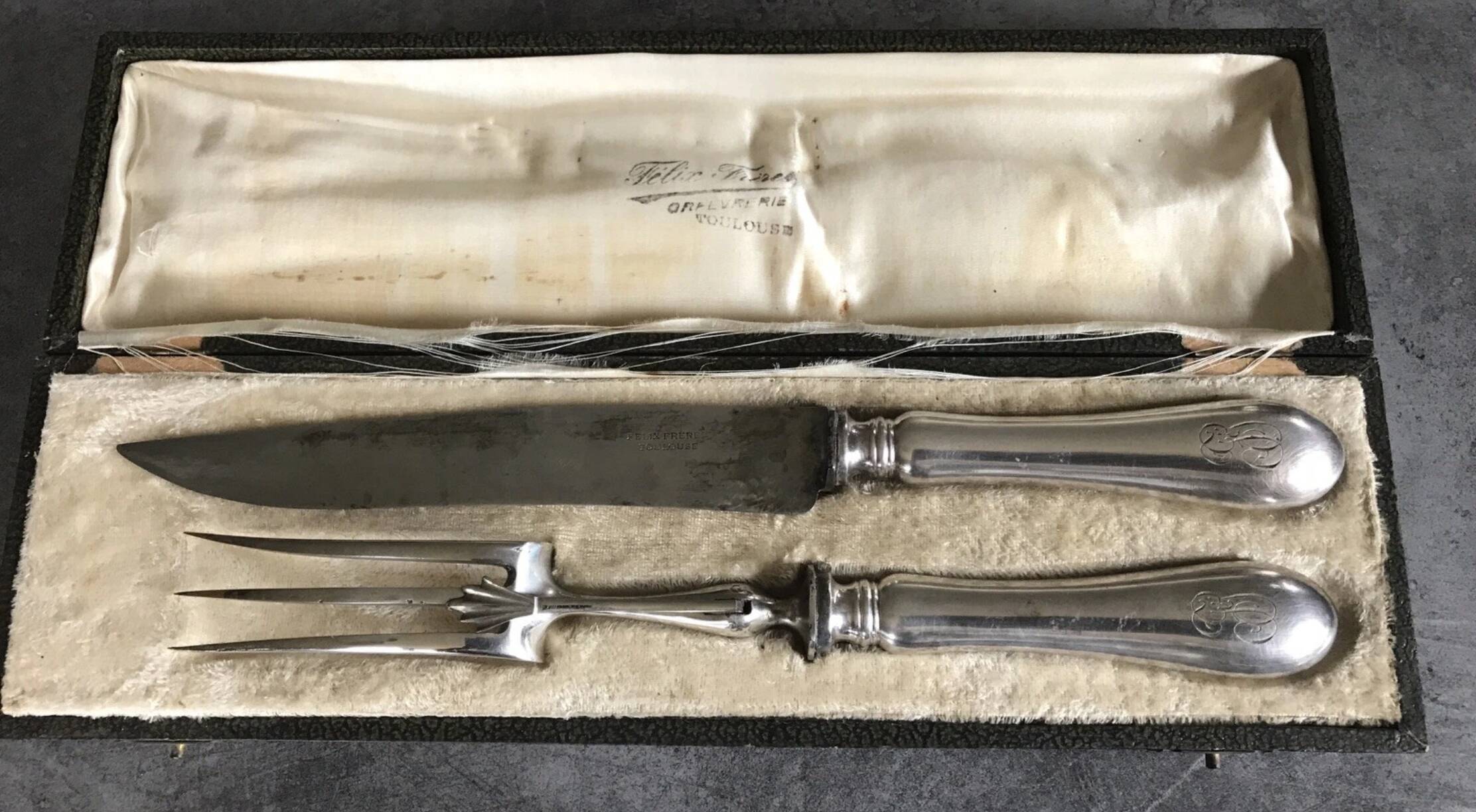 Carving cutlery set for leg of lamb, félix frères silverware
