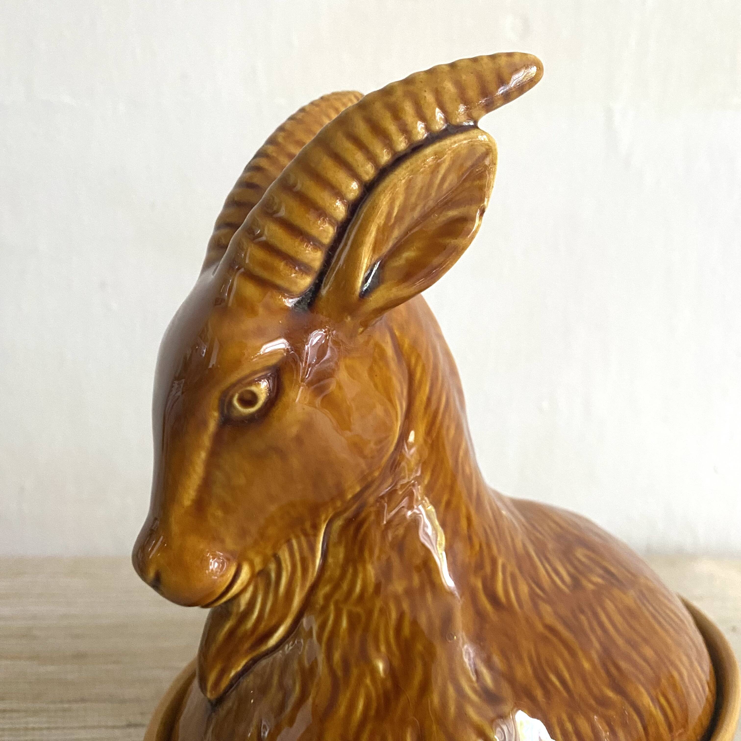 Ceramic goat, vintage zoomorphic terrine