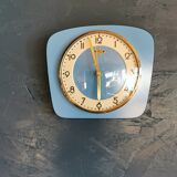 Vintage formica clock rectangular silent wall pendulum "Lora blue"