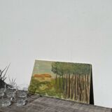 Old painting of a forest landscape in Les Landes