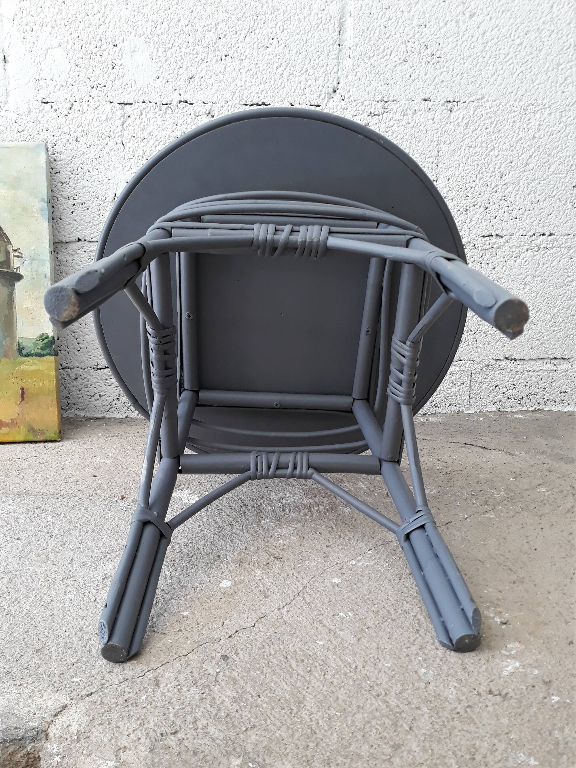 Rotin side table vintage 1960