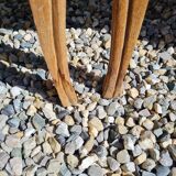 Set of art deco chairs in wood and skaï