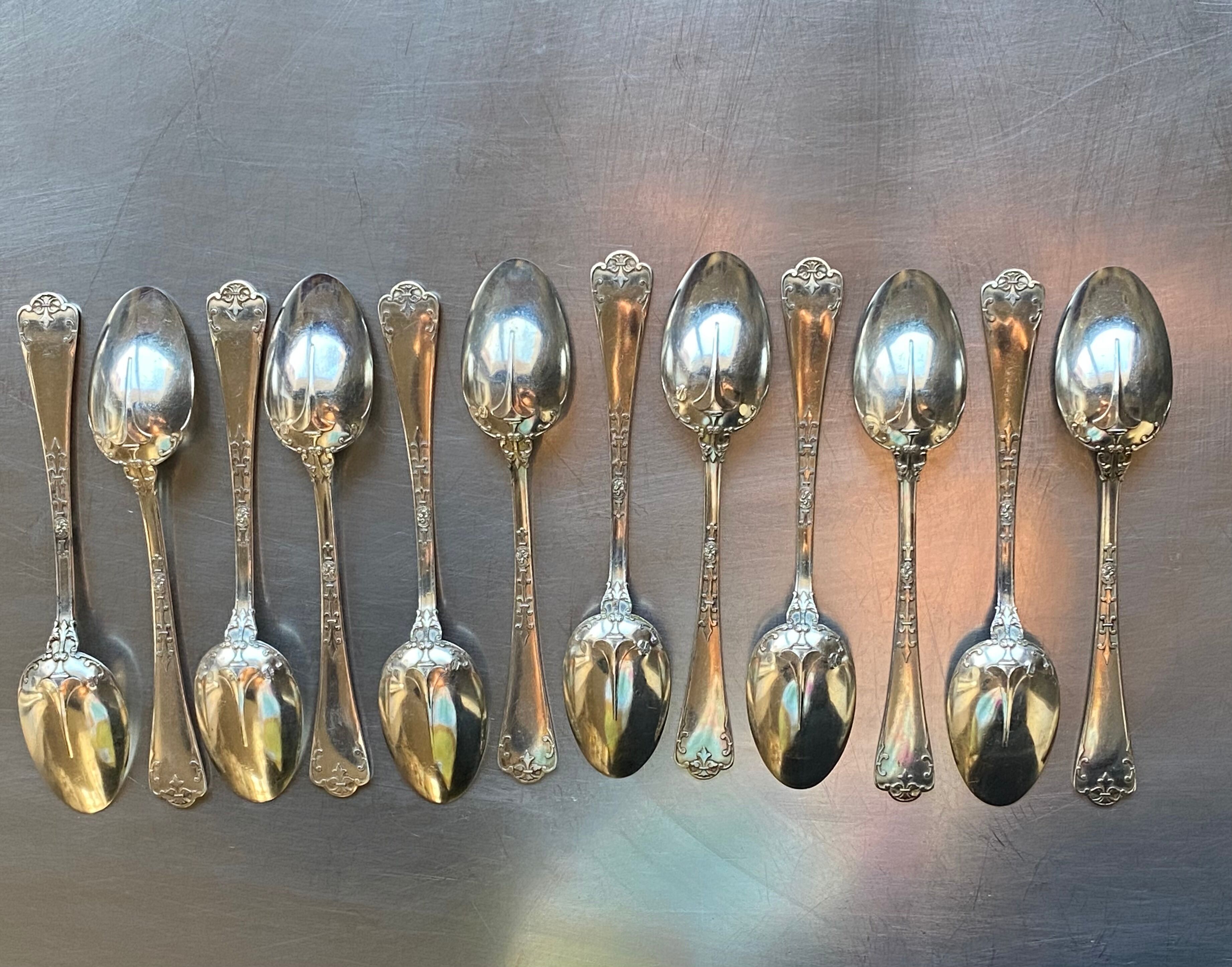 12 mocha spoons , solid silver, Émile Puiforcat