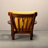 Brazilian Lounge Chair in Rosewood and Ochre Leather