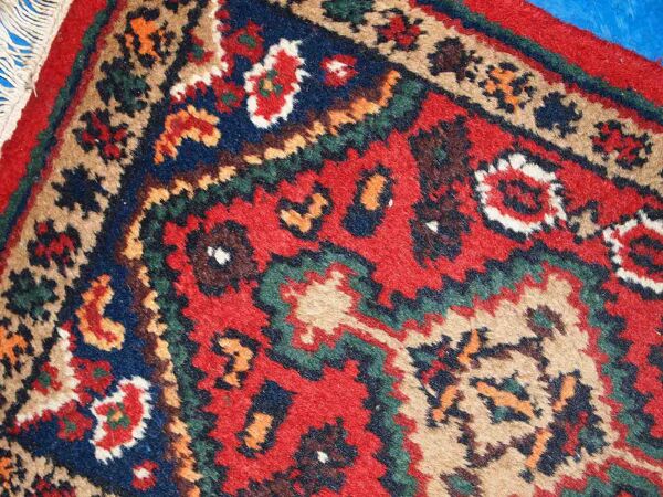 Vintage persian rug hamadan handmade 1.3' x 2' (41cm x 61cm) 1970s, 1c763