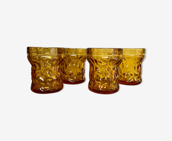 4 verres vintage ambre