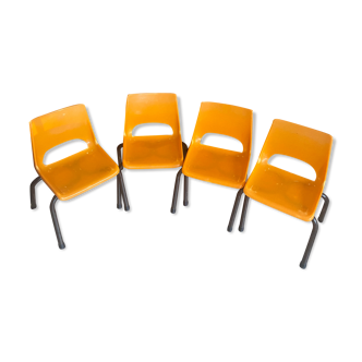 Lot de 4 chaises d'écolier orange