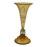 Vase from the Portieux crystal factory in yellow and blue glass