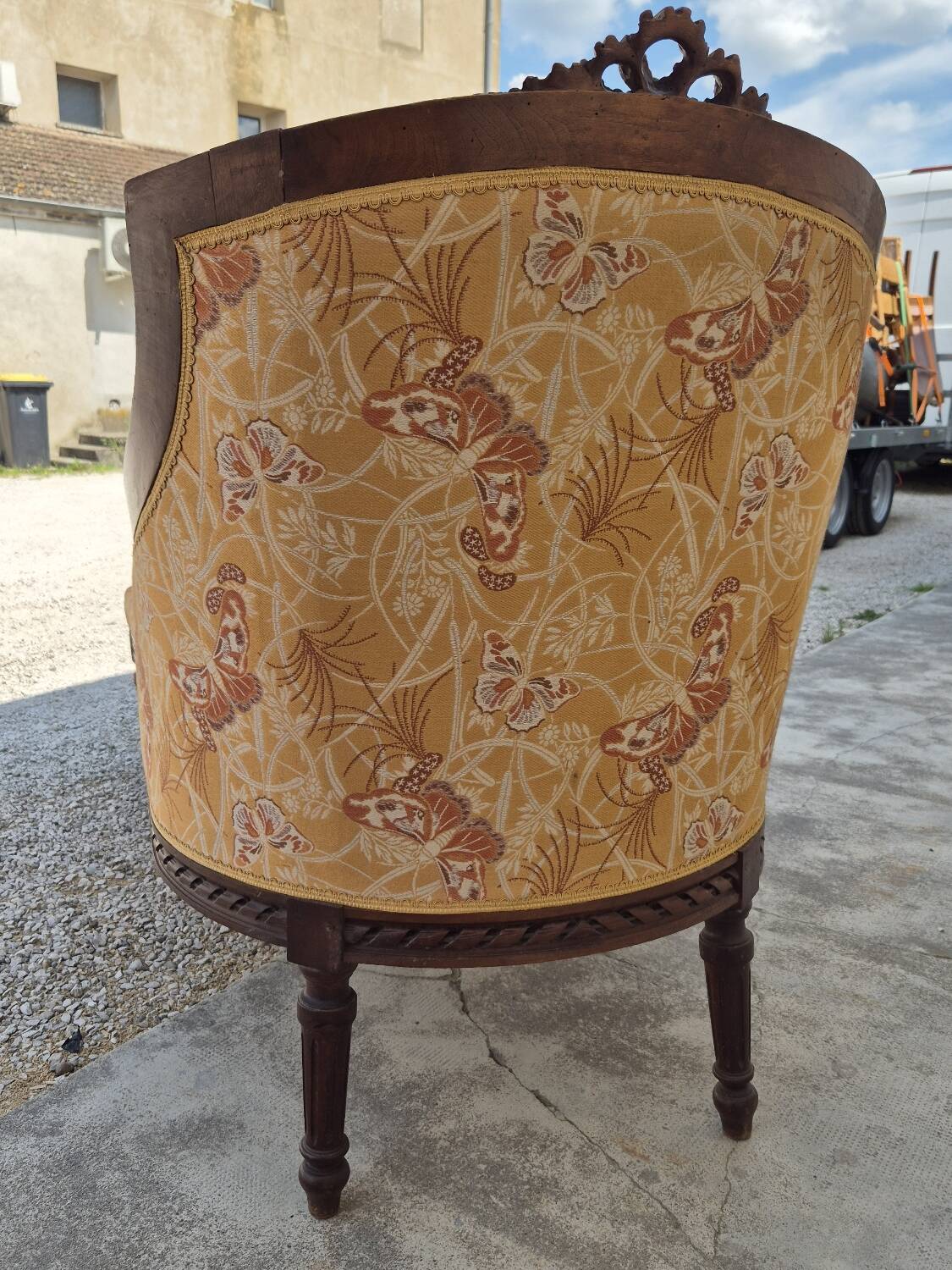 Chaise longue decorated with butterflies in Louis XVI style from the Napoleon III period