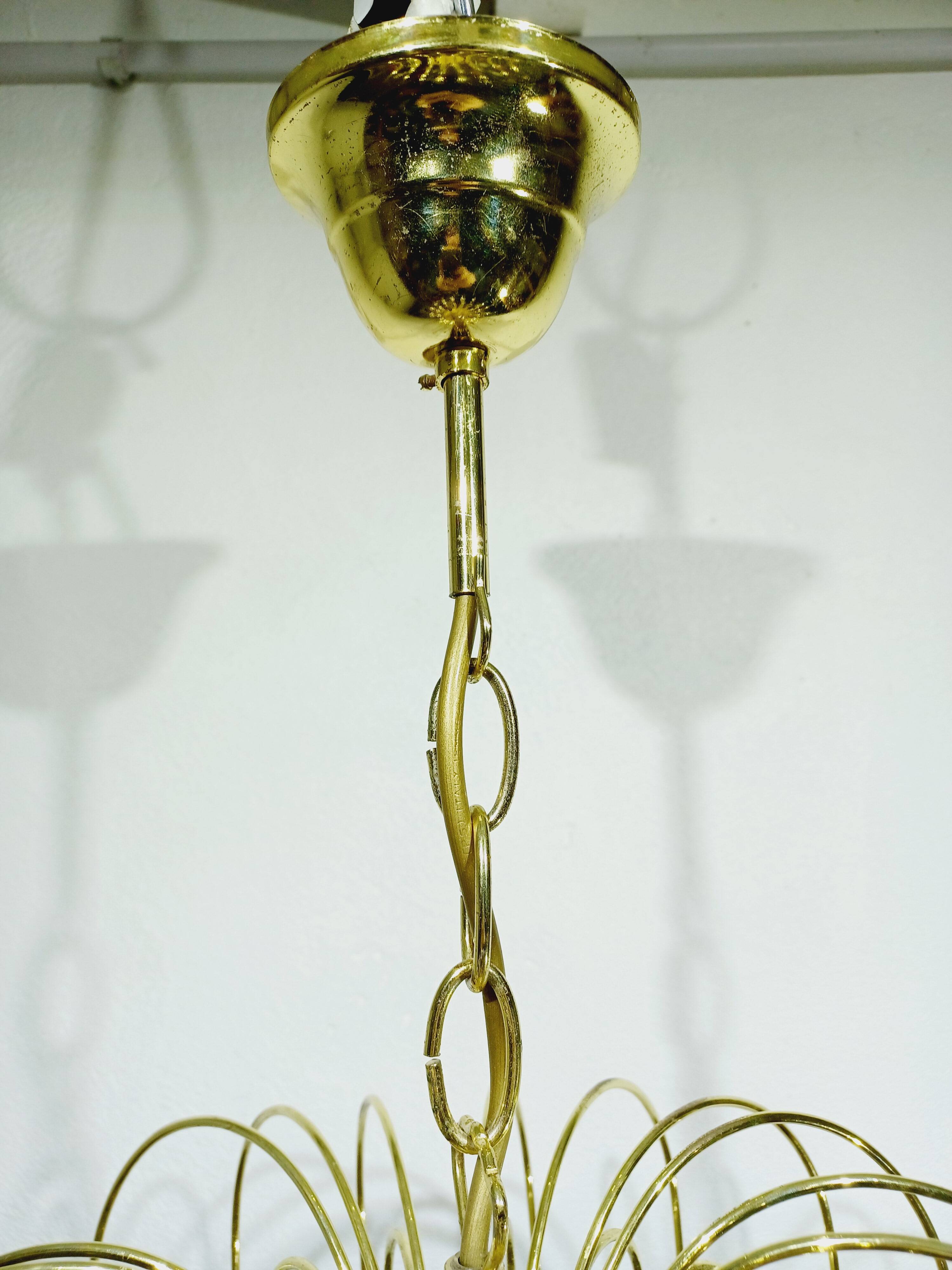 Murano chandelier pink crystal drops