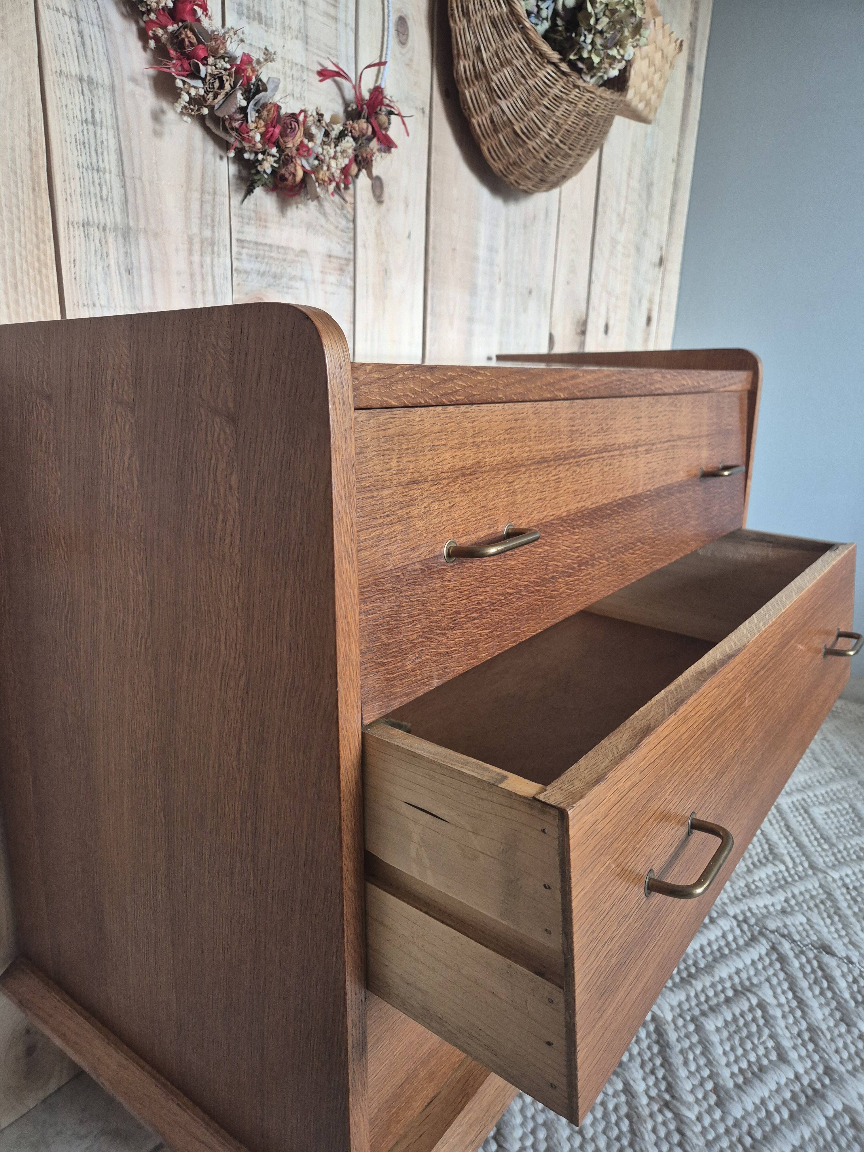 Vintage Scandinavian chest of drawers with compass feet