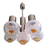 Lustre Mazzega en verre de Murano et métal chromé, années 70