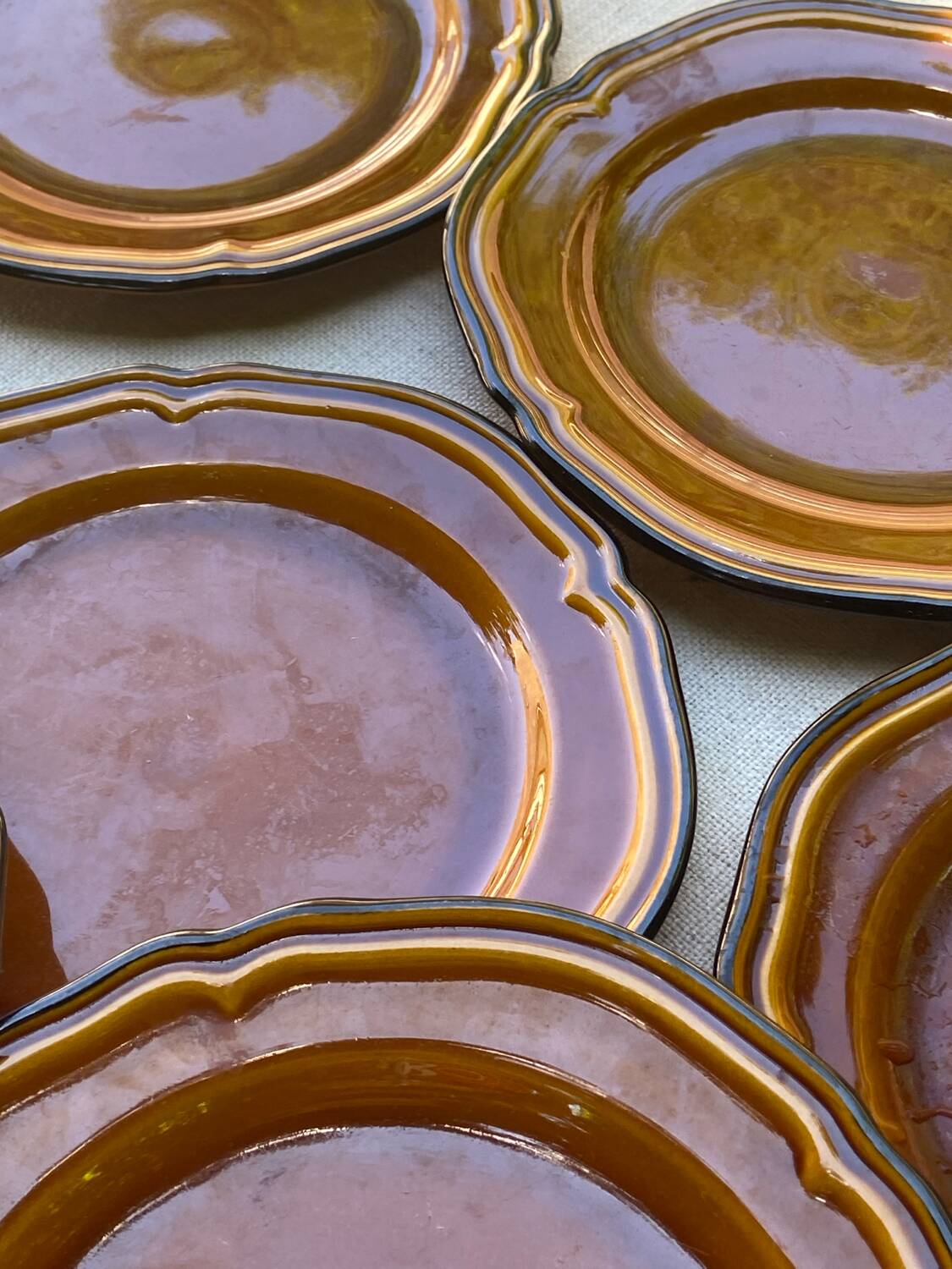 Set of 10 vintage 70s plates in Vallauris handcrafted earthenware