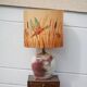 Ceramic lamp with lampshade, large table lamp, gray tones and oxblood ceramic lamp, dice