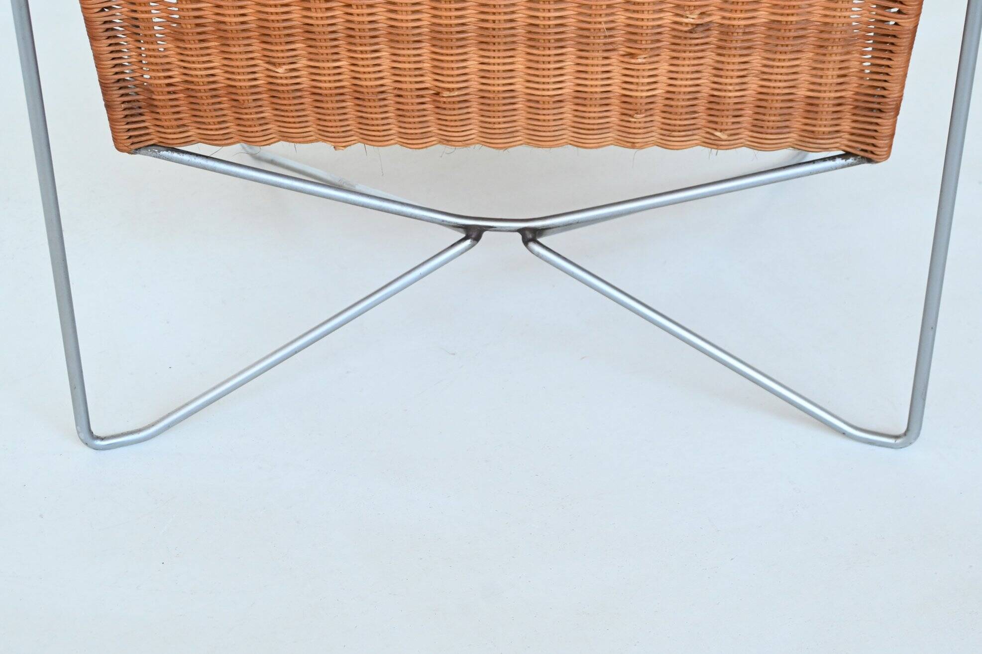 Pair of lounge chairs steel and rattan Gelderland The Netherlands 1964
