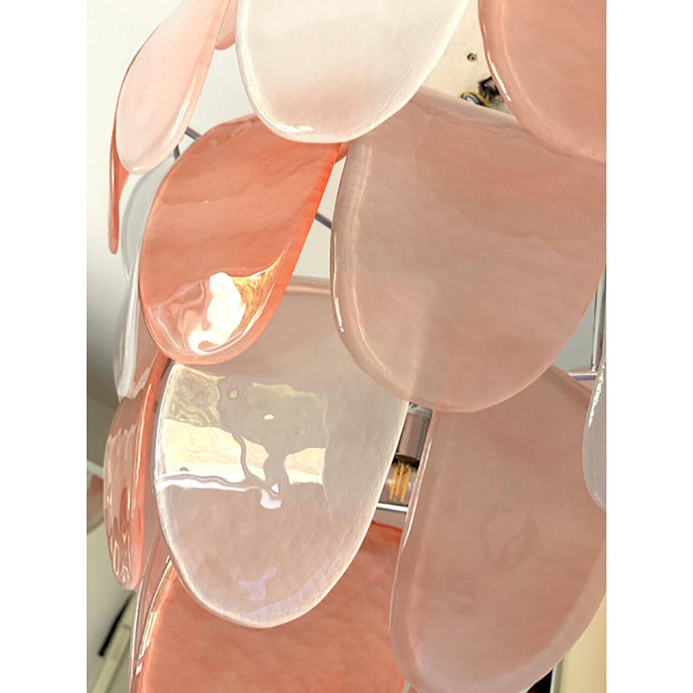 Contemporary Modern Sanded Pink "Petals" Glass Chandelier