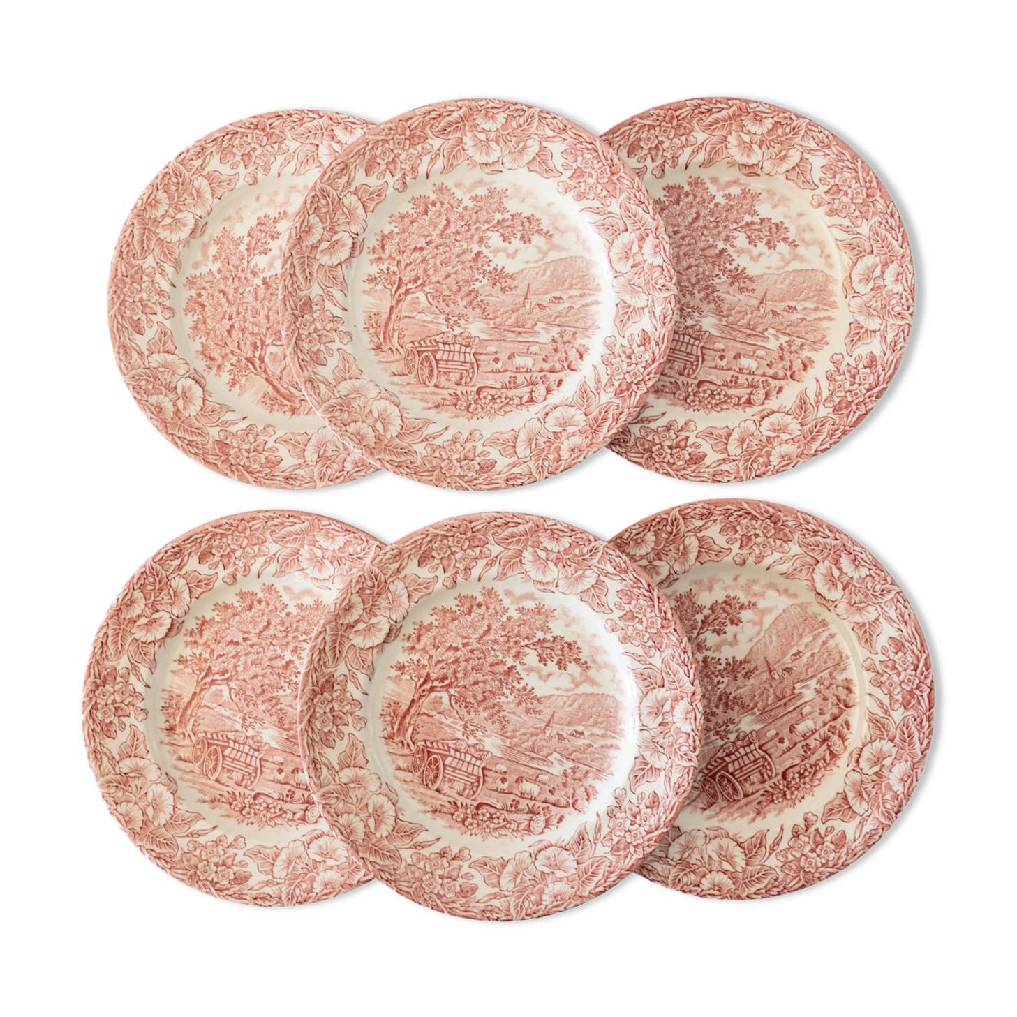 6 English flat plates Eit Ltd England vintage