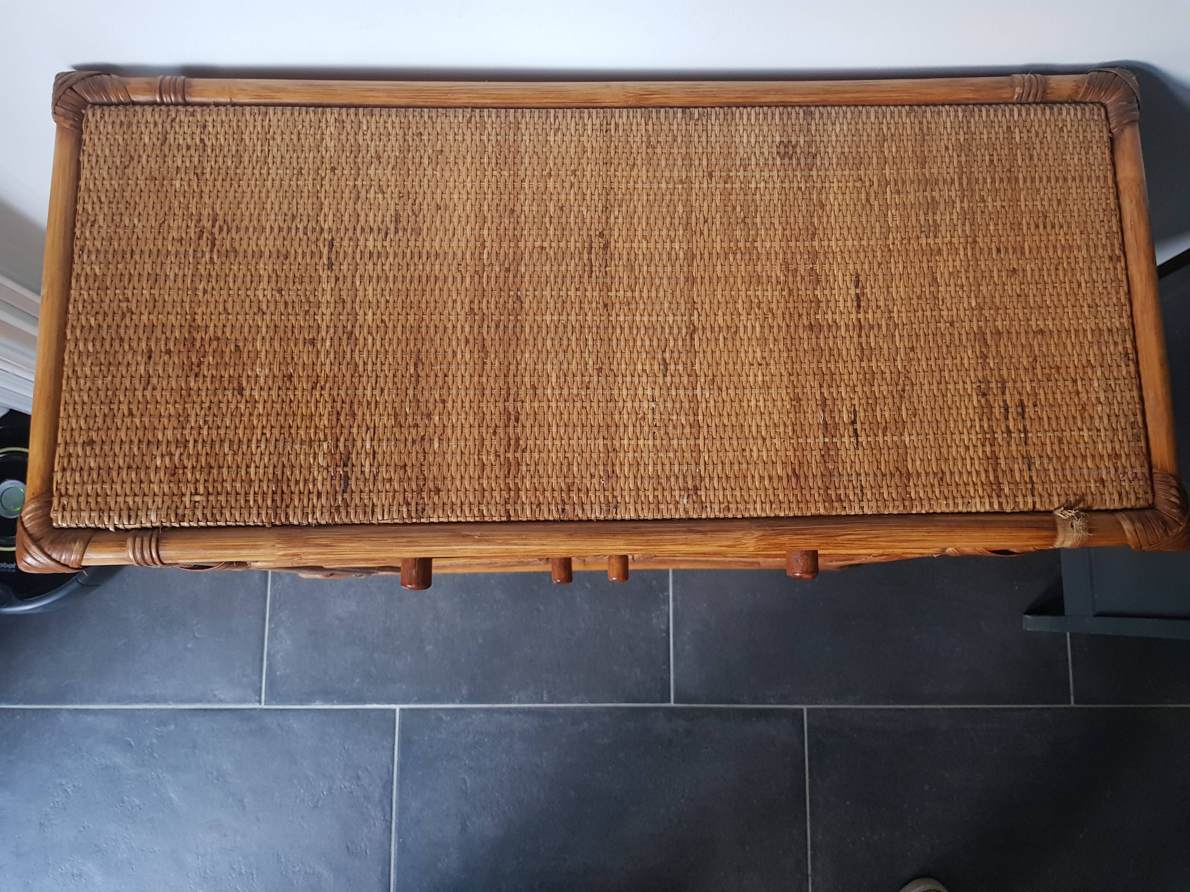 Chest of drawers in canning rattan and bamboo