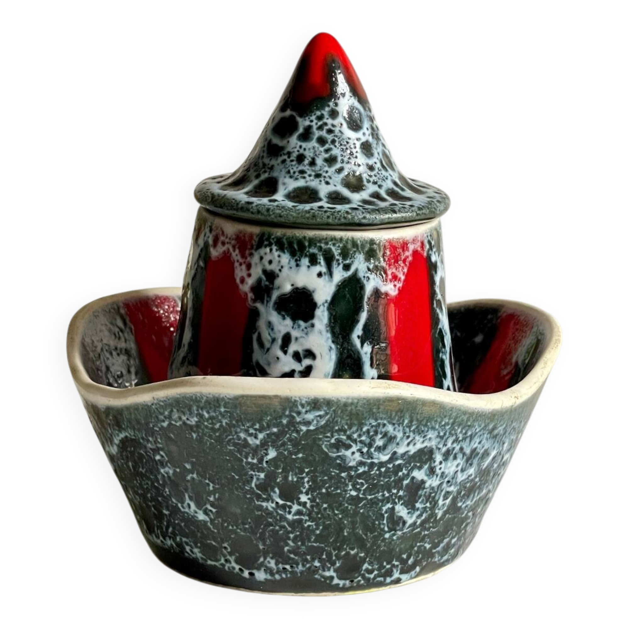 Vintage LUC VALLAURIS Ceramic Sugar Bowl