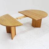 Table à manger ronde extensible vintage danoise en bois massif