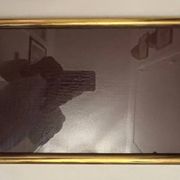 Old leather and gold metal tray
