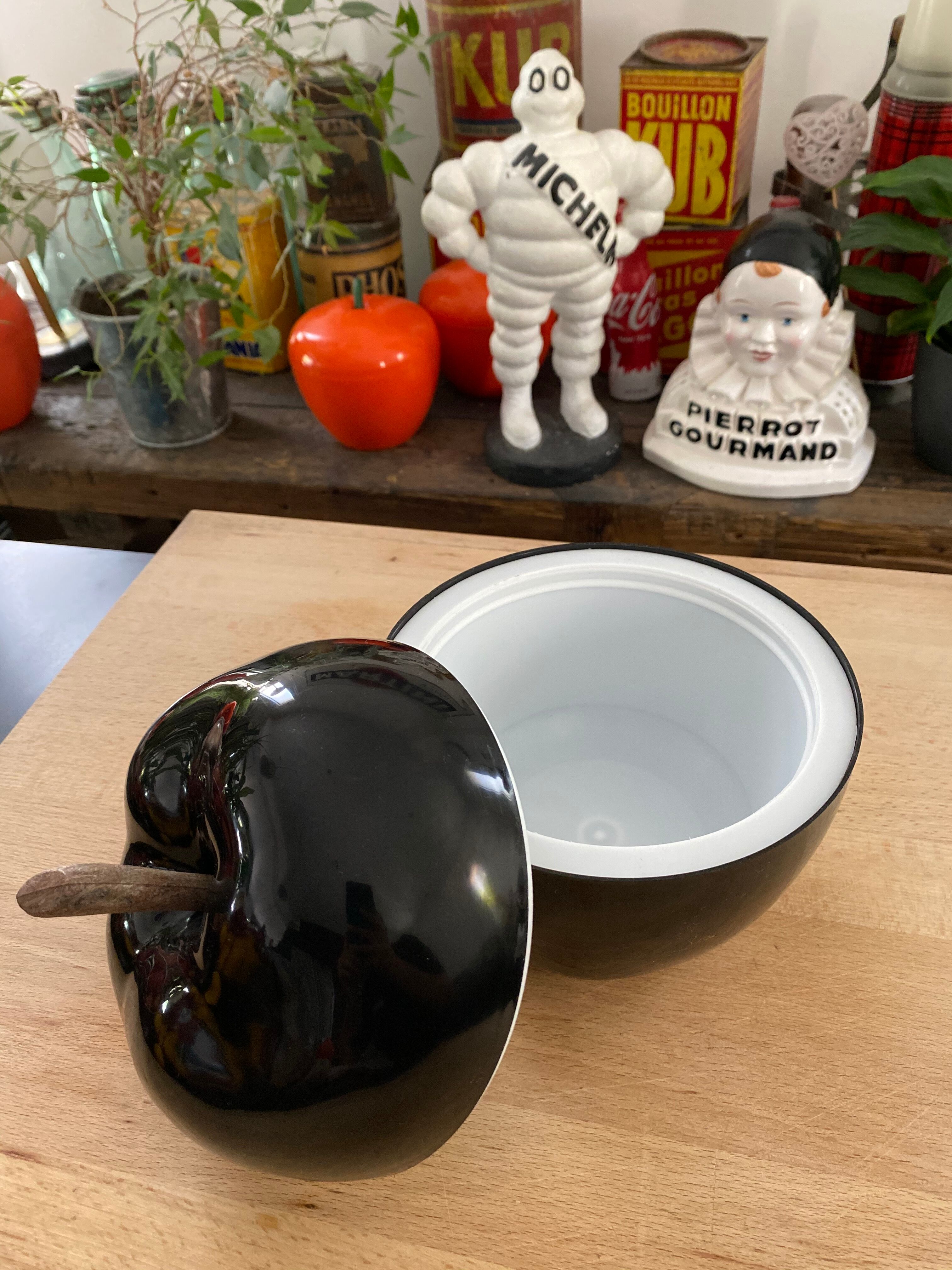 Vintage black apple ice bucket