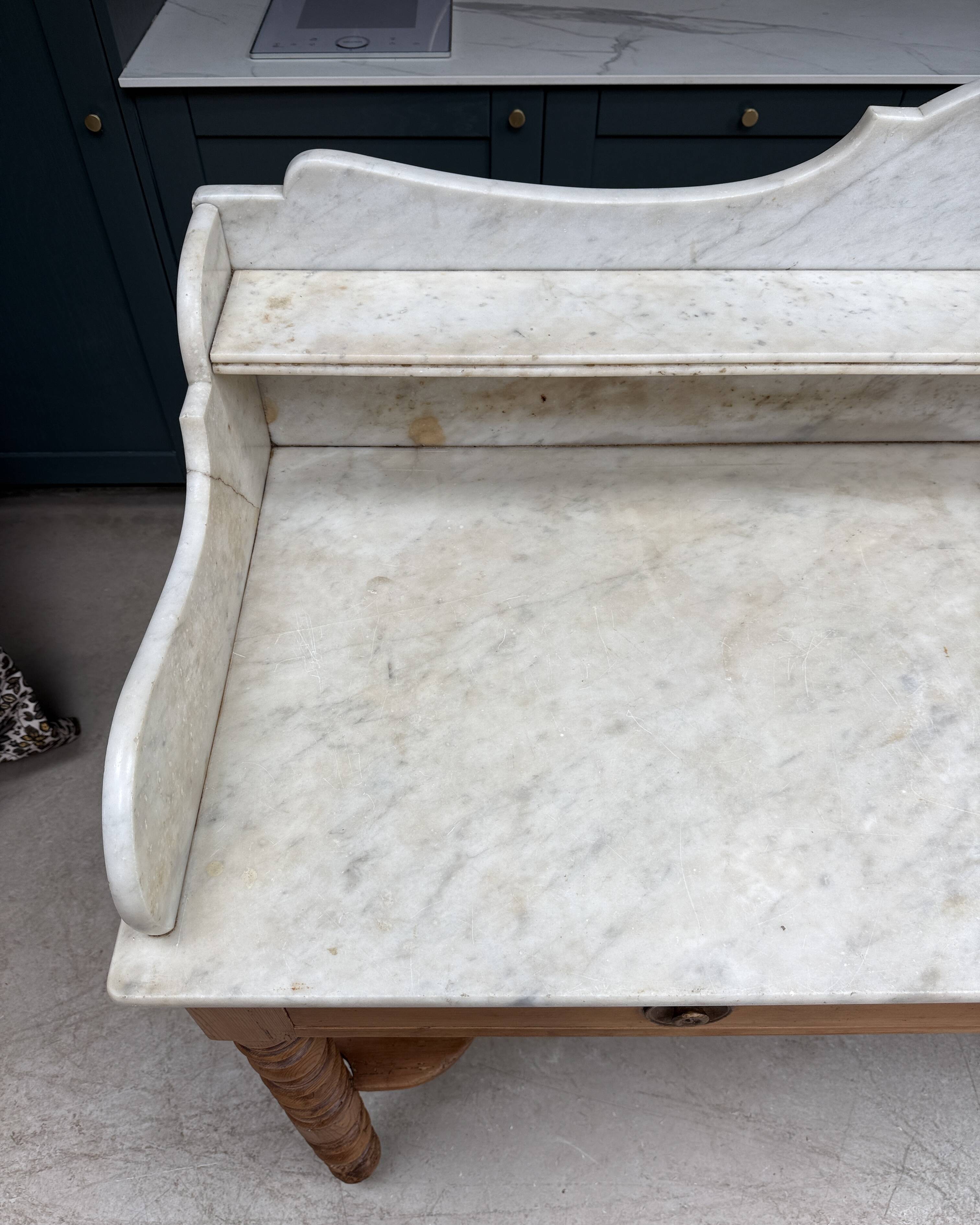 Antique pine and marble toilet furniture (renovated)