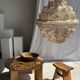 Suspension or rattan lampshade in an elongated spherical shape, layered H80 D