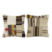 Lot de 2 housses de coussin kilim vintage 51x51 cm