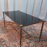Table basse vintage en laiton et verre