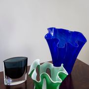 Vintage dark navy blue artistic vase from the mid-20th century.