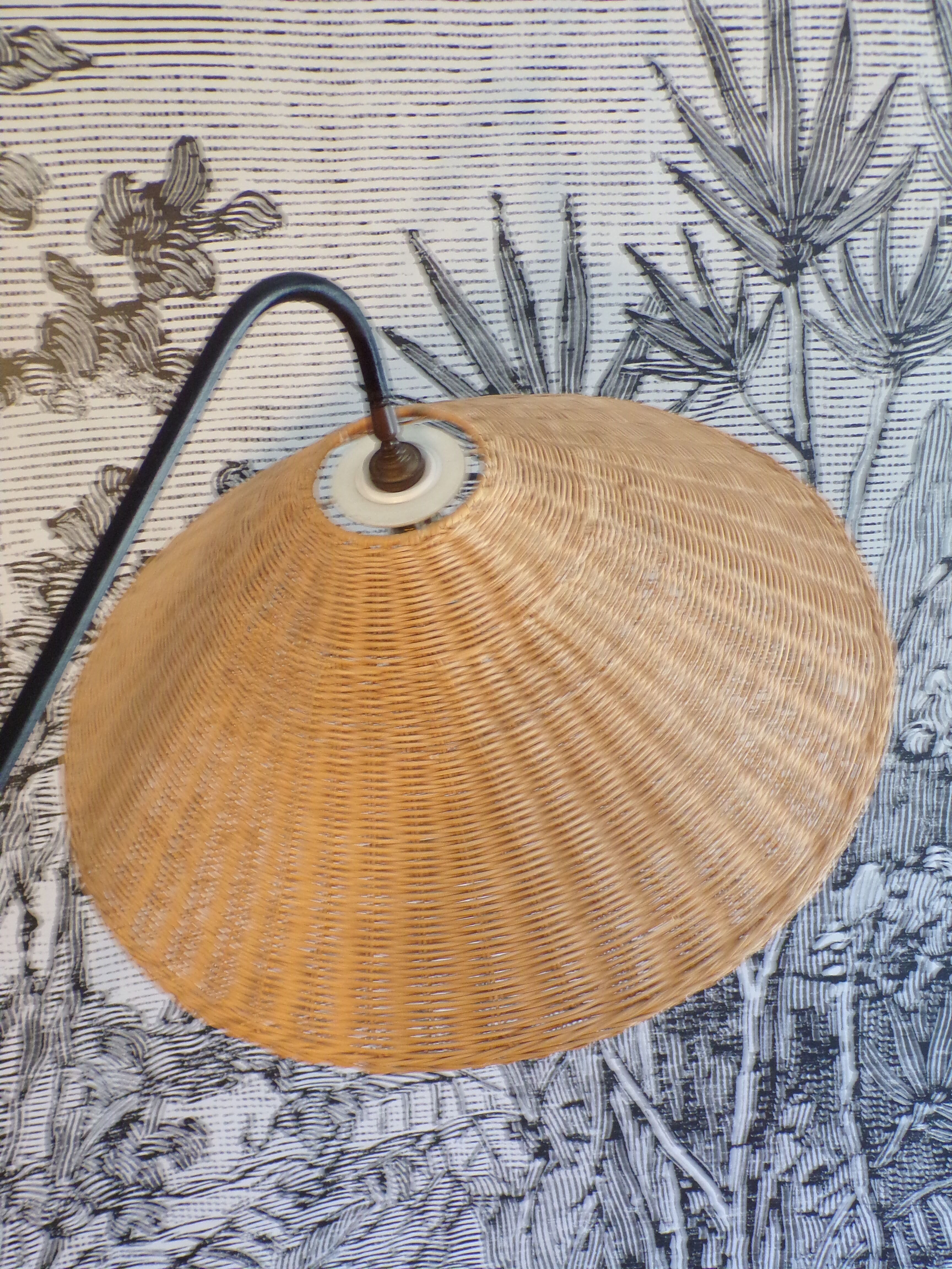 Vintage floor lamp rattan lampshade