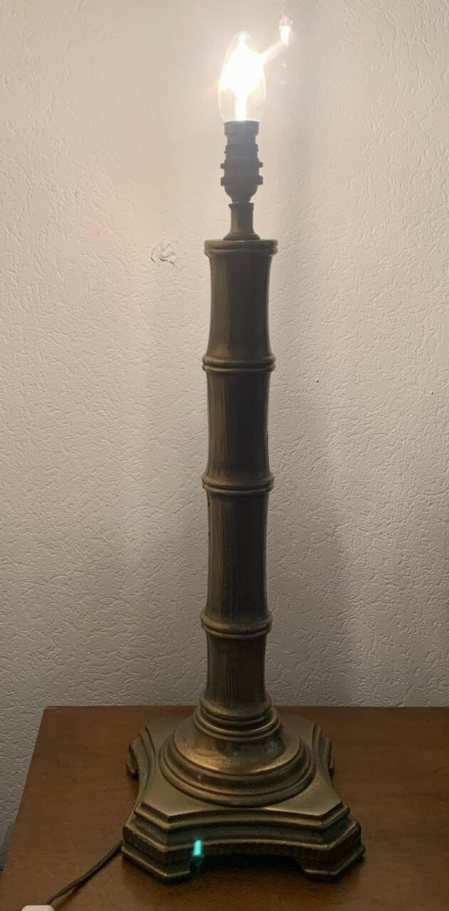 Vintage brass table lamp base in faux bamboo, 1970's