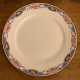 8 colorful flat plates Digoin Sarreguemines 20th century
