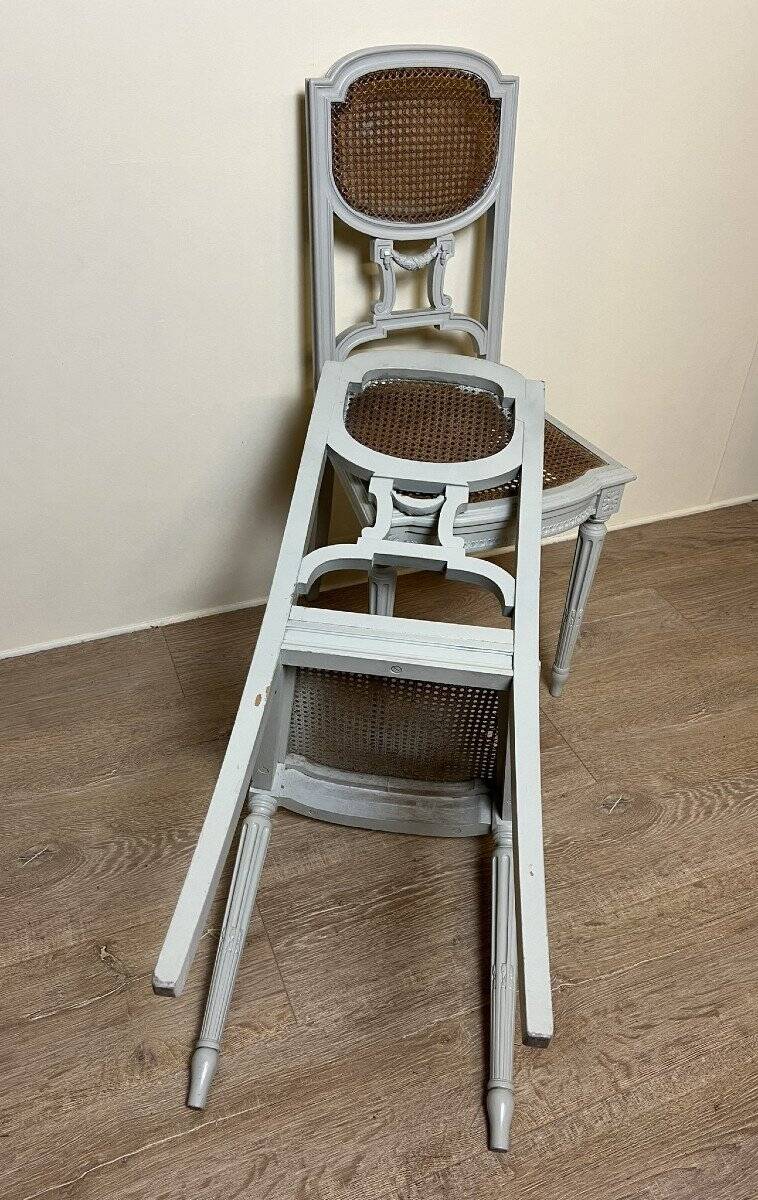 Pair Of Louis XVI Ceremonial Chairs In Lacquered Wood