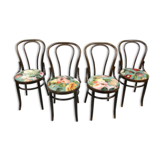 Vintage velvet bentwood dining chairs in dark brown, set of 4