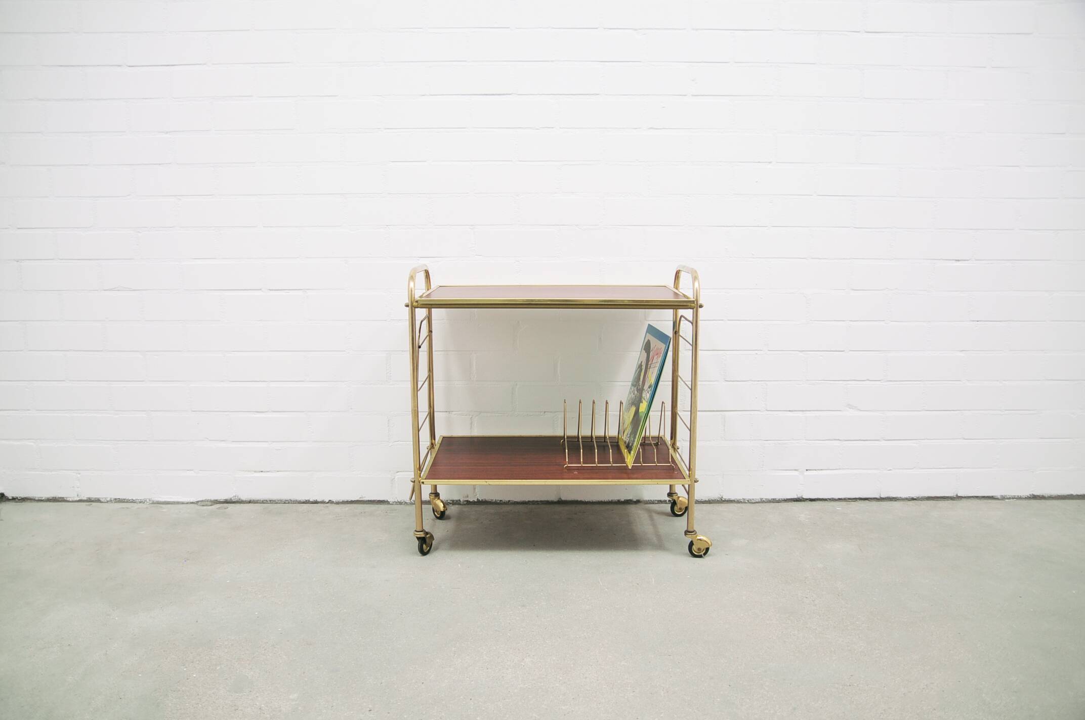 brass vintage LP trolley